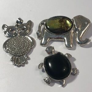 A Lot Of 3 Vintage Silver Toned Costume jewelry, plus a  Free Cat Pin